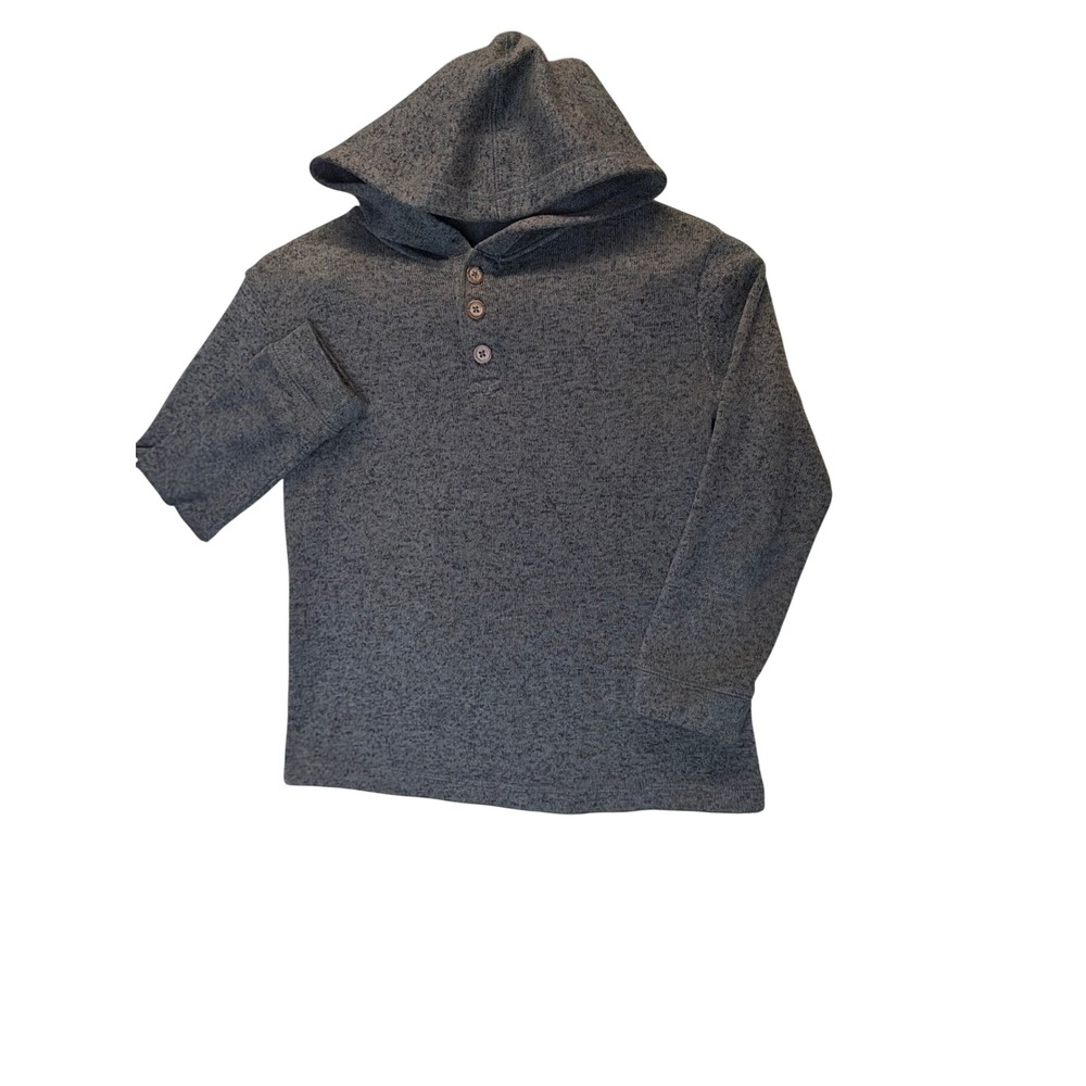 Jumping Beans Boys Charcoal Gray Marled Henley Hoodie Pullover Size 8